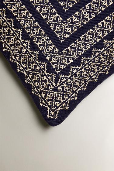 CHRISTMAS WOOL CUSHION COVER - Blue by Zara - Image 1