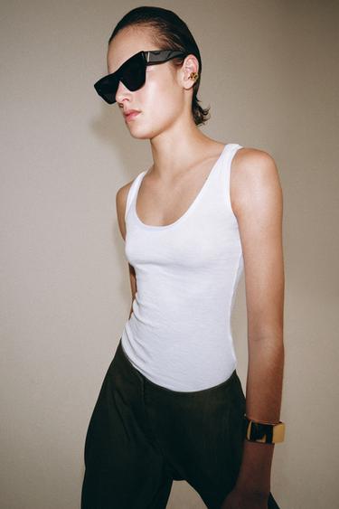 Zara COMBINATION STRAP T-SHIRT - White