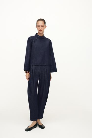 Zara Z1975 HI-RISE BALLOON JEANS - Indigo