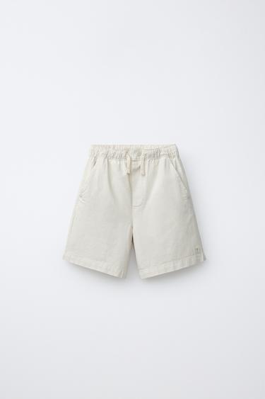 BERMUDASHORTS AUS BAUMWOLLE MIT GUMMIZUG - Cremefarben von Zara