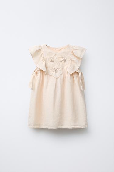 LINEN FLORAL DRESS - Ecru by Zara