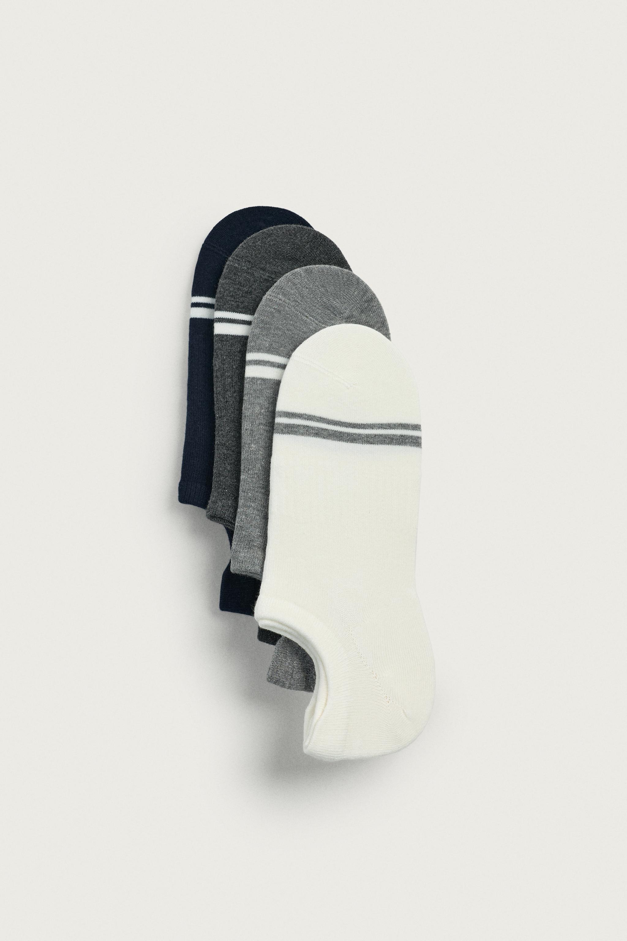 4-PACK OF STRIPED ANKLE SOCKS — various