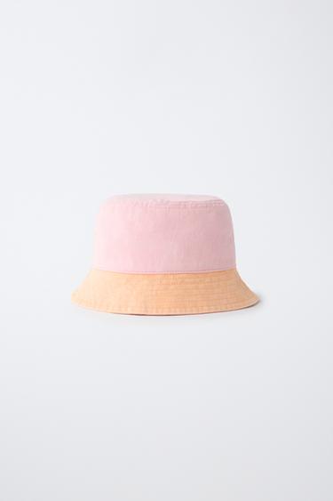 BLOCK COLOUR BUCKET HAT - Light pink by Zara