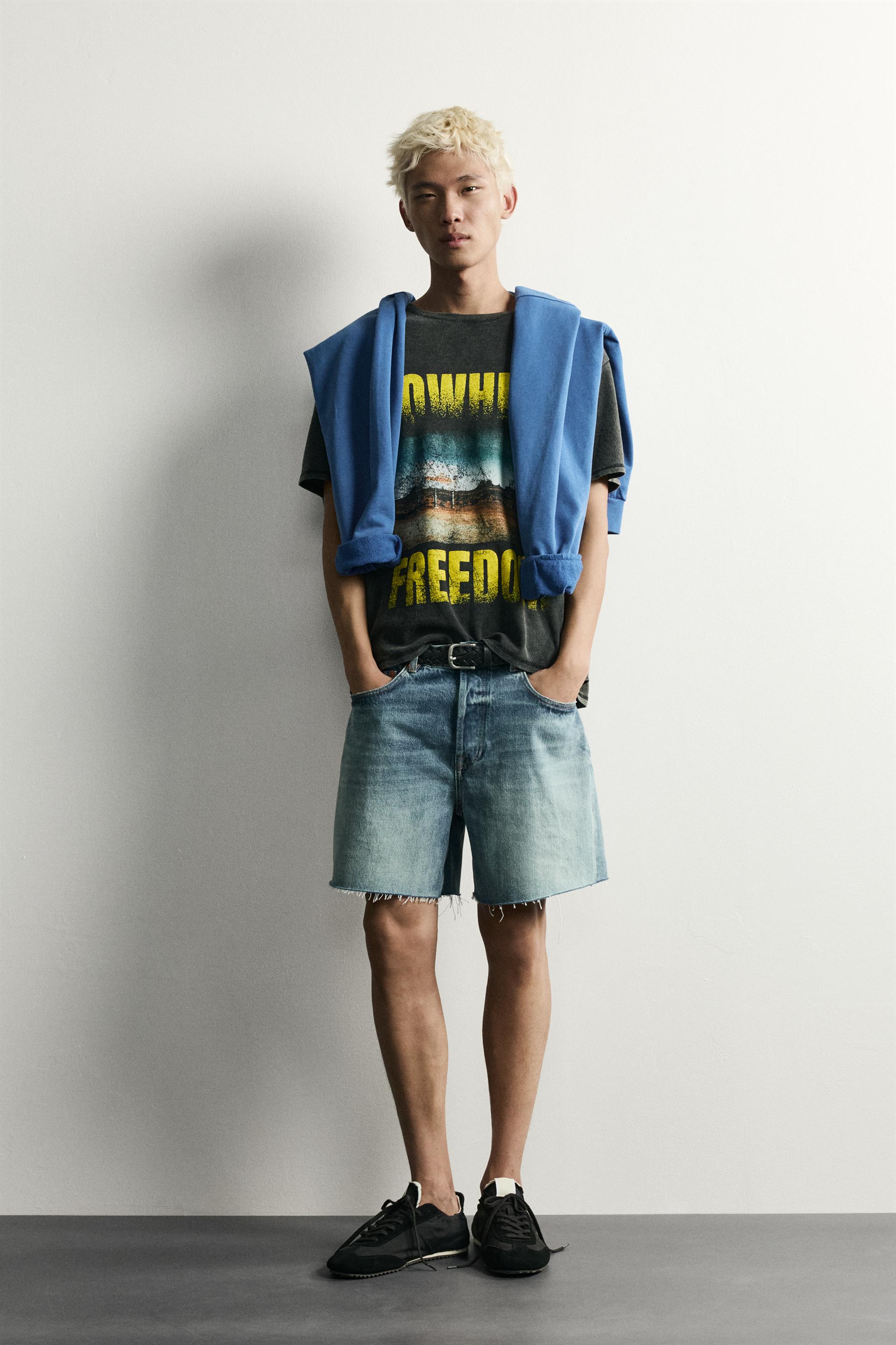 T-SHIRT EN MAILLE IMPRIMÉ DÉLAVÉ