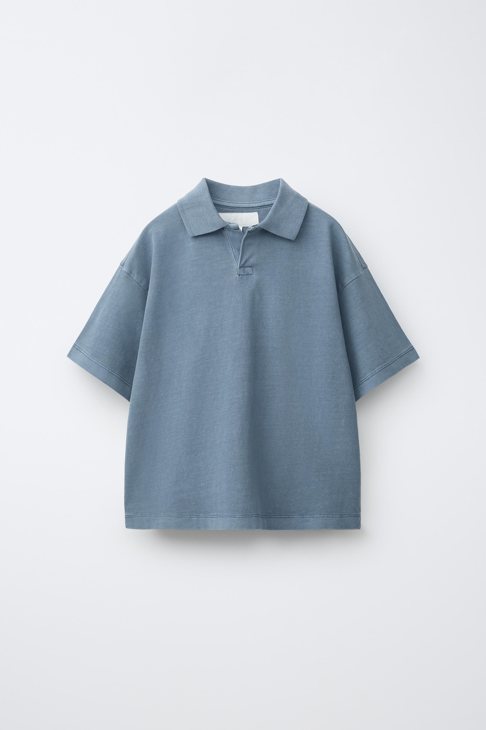 ウォッシュドエフェクトポロシャツ - ブルー | ZARA Japan / 日本