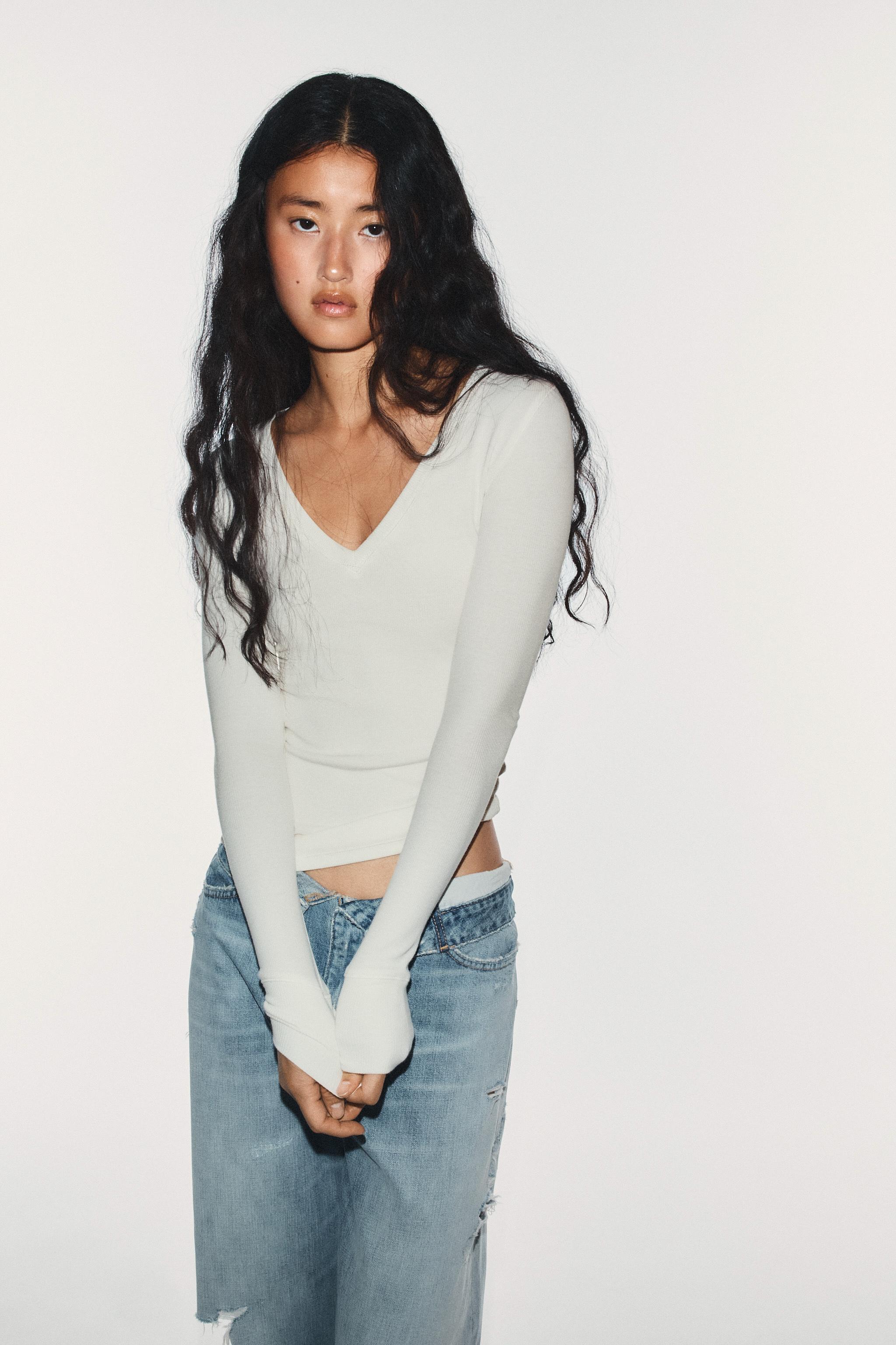 TRF MID-RISE FOLDED-WAIST JEANS