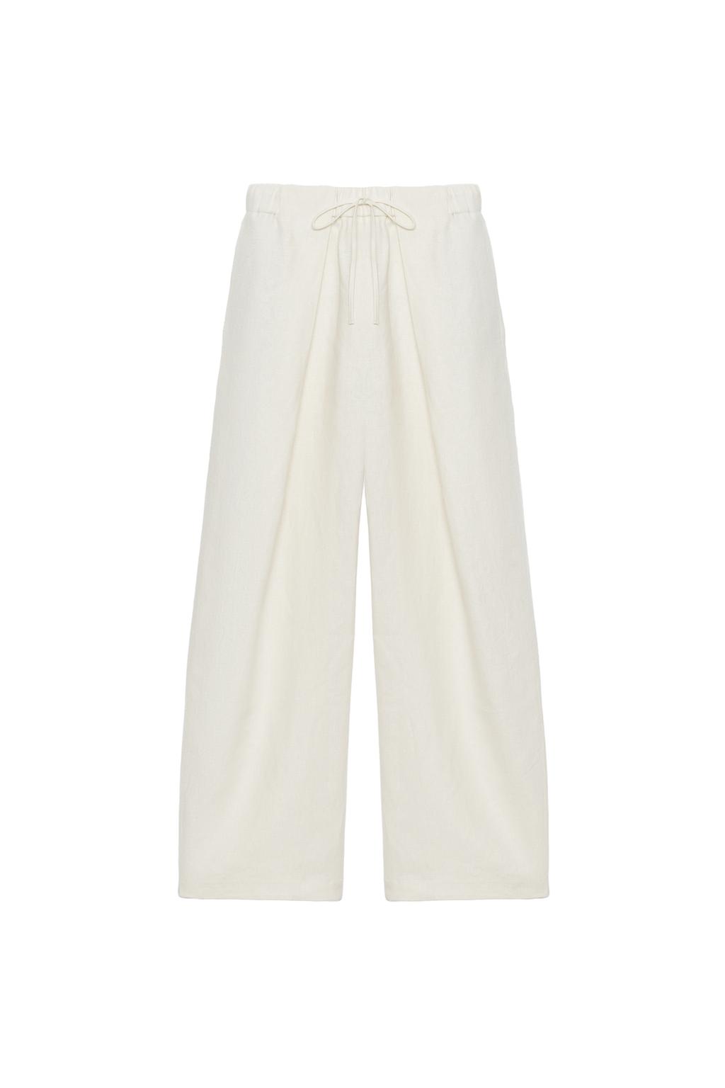 ZW COLLECTION 100% LINEN PLEATED TROUSERS