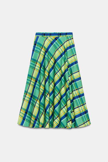 JUPE MI-LONGUE À CARREAUX ZW COLLECTION - Multicolore de Zara - Image 8