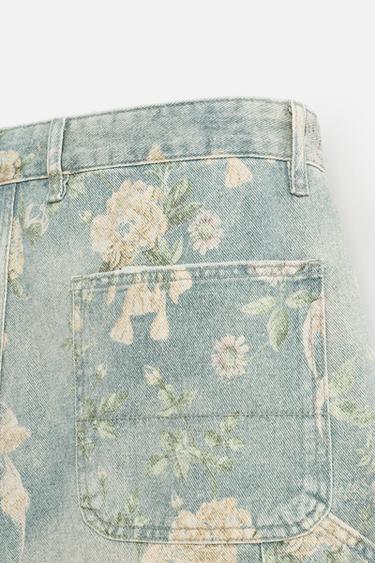 FLORAL PRINT CARPENTER POCKET BERMUDA SHORTS - Printed by Zara - Image 8