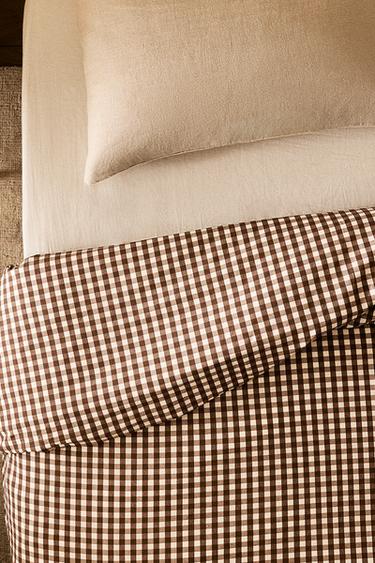 Zara PLAID DUVET COVER - Brown