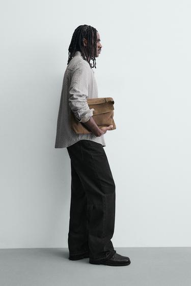 CHEMISE À CARREAUX TEXTURÉE - Blanc / Grenat de Zara - Image 3