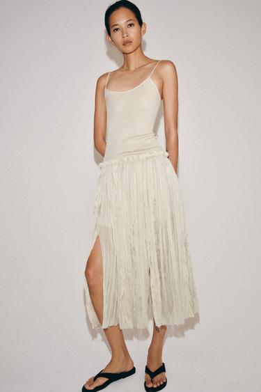 Zara COMBINATION MIDI DRESS - Beige-pink