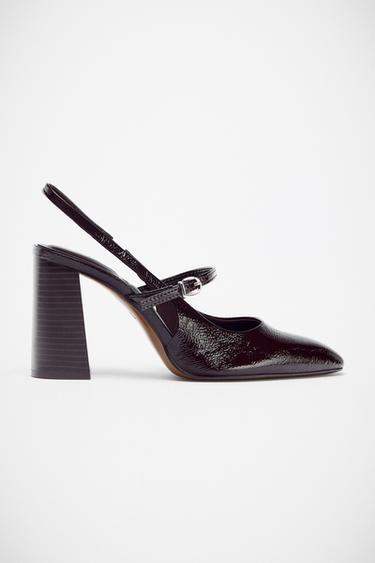 MERCEDITA TACÓN EFECTO ACHAROLADO - Marrón de Zara