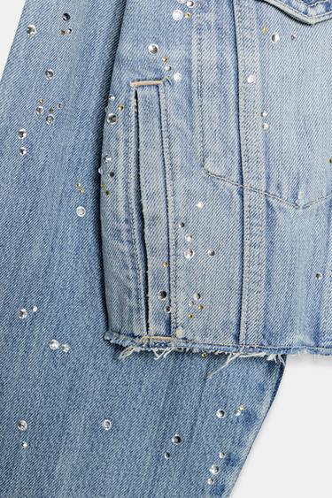 VESTE COURTE EN DENIM TRF STRASS - Bleu de Zara - Image 8