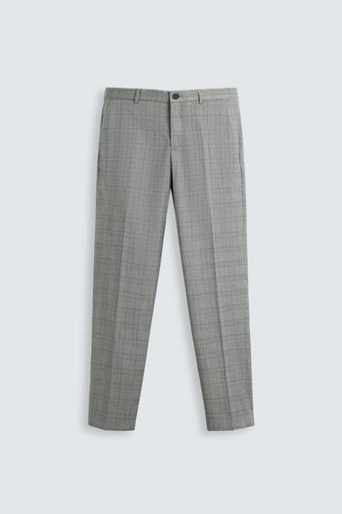 PANTALÓN TRAJE CUADROS - Gris medio de Zara