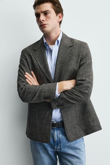 BLAZER REGULAR FIT STRUCTURÉ - marron chiné de Zara - Image 5