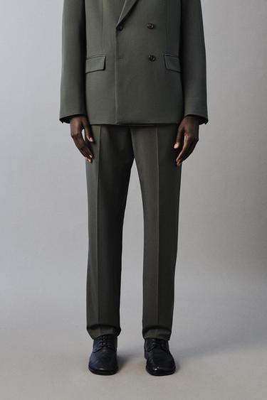 Zara STRETCH SUIT PANTS - Green