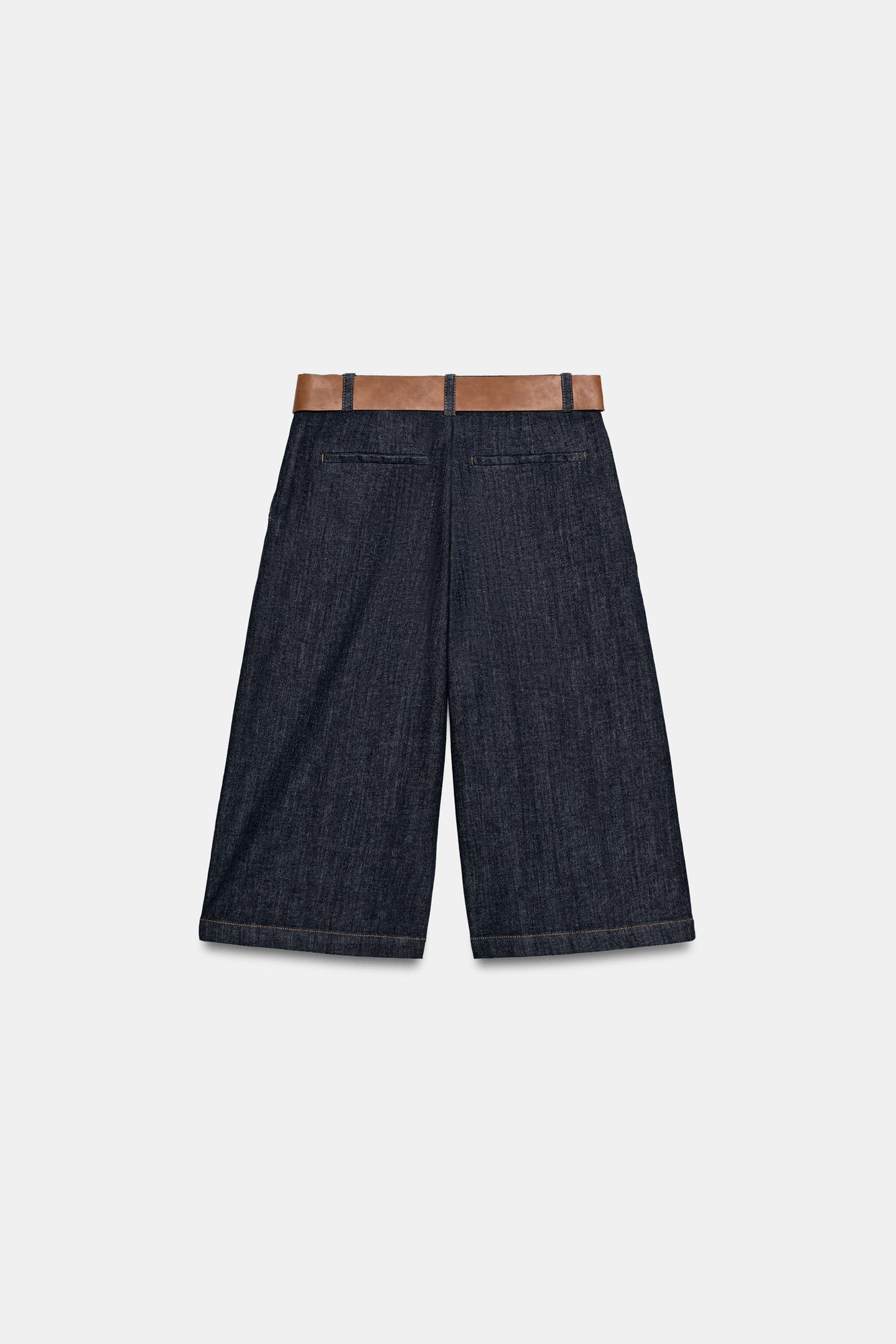 Женские шорты Zara Belted Pleated Long Bermuda, цвет: Индиго — фото 6