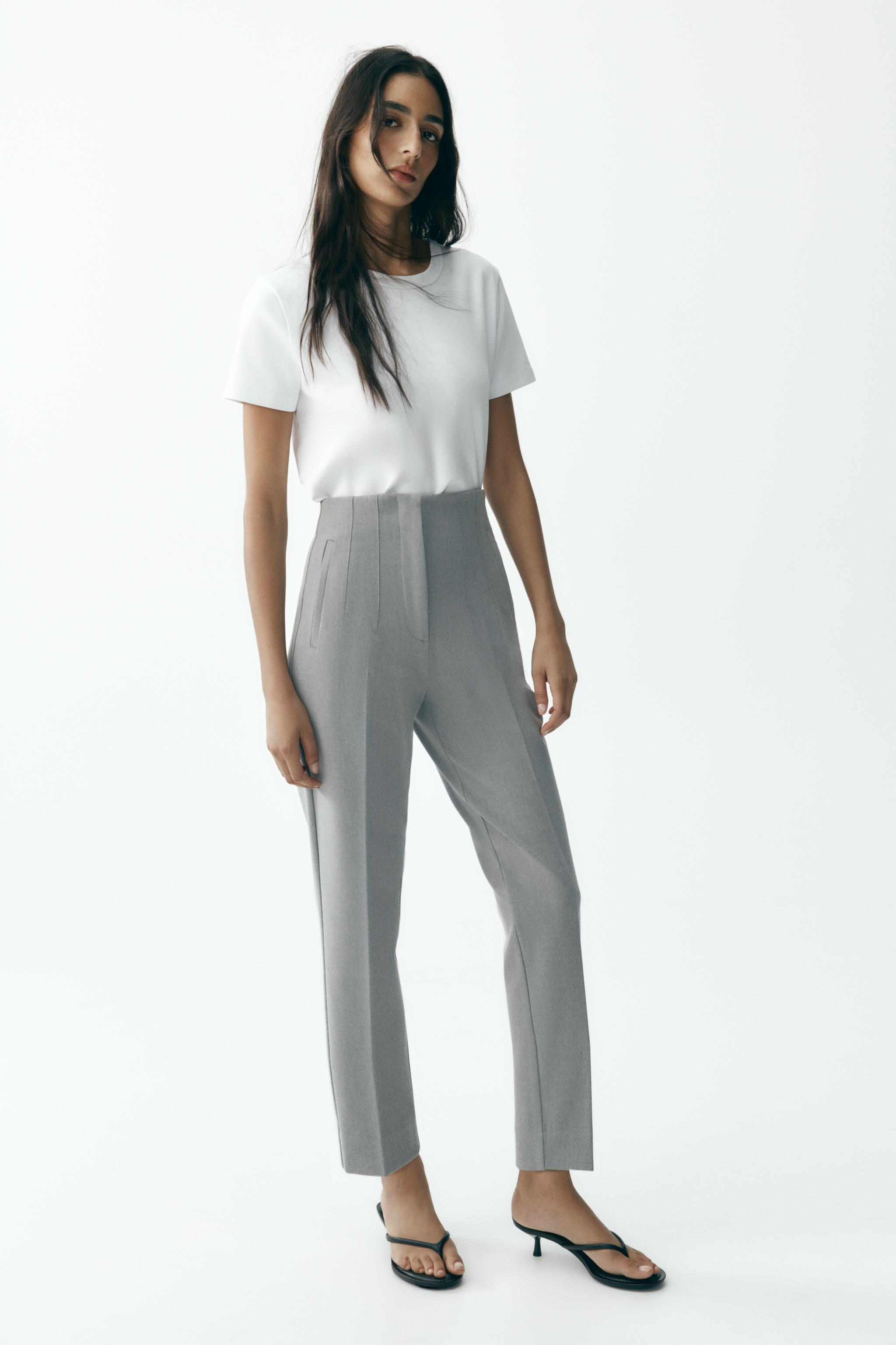 CALÇA DE CINTURA ALTA - Cinza-pérola | ZARA Brasil