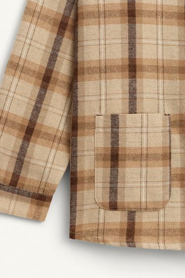 WOOL BLEND CHECK OVERSHIRT - LIMITED EDITION - camel by Zara - Image 7