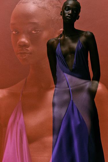 SATIN LONG DRESS — Purple 1