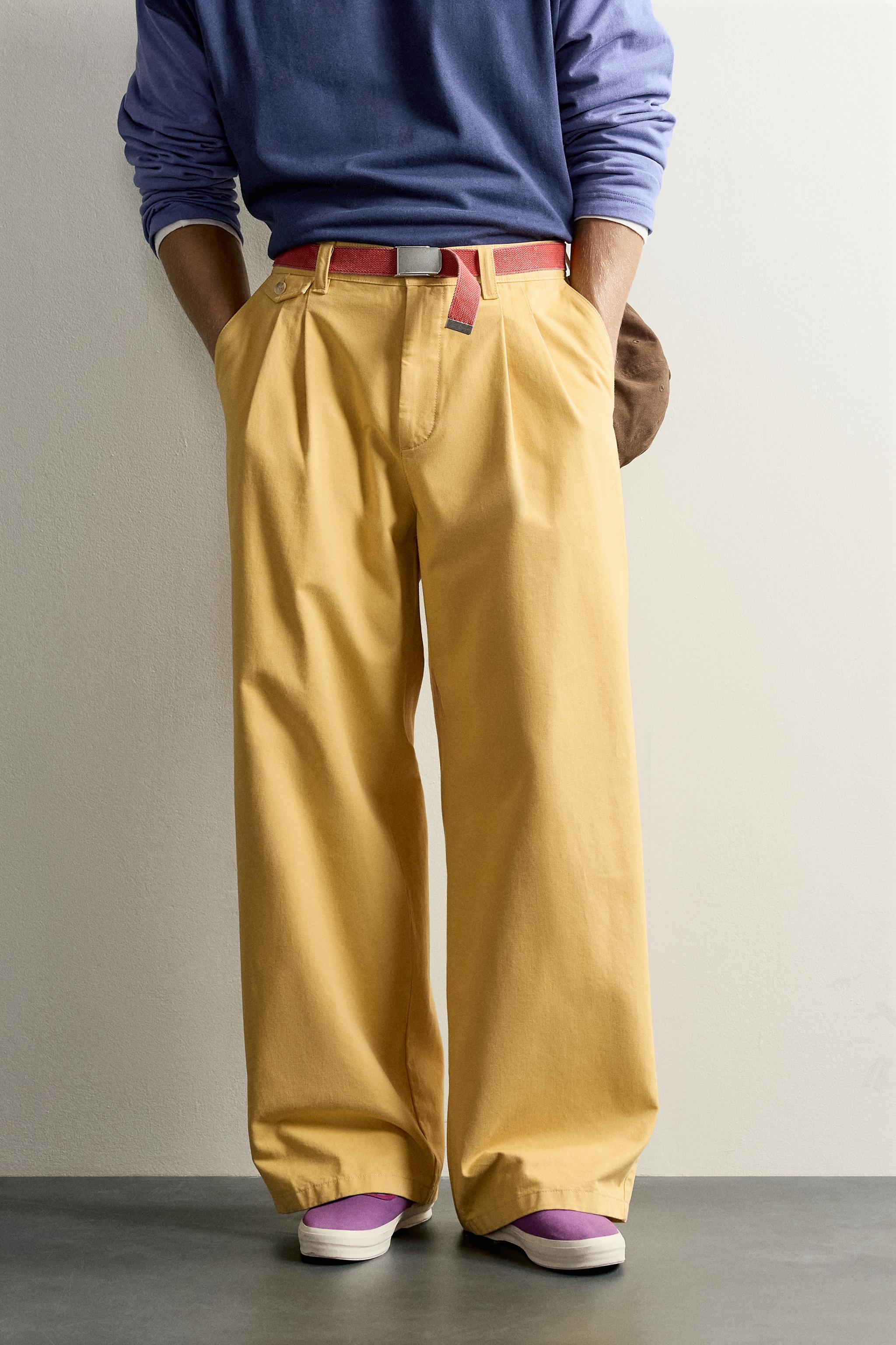 Zara FRUIT OF THE LOOM™ PİLİLİ CHINO PANTOLON görsel 2