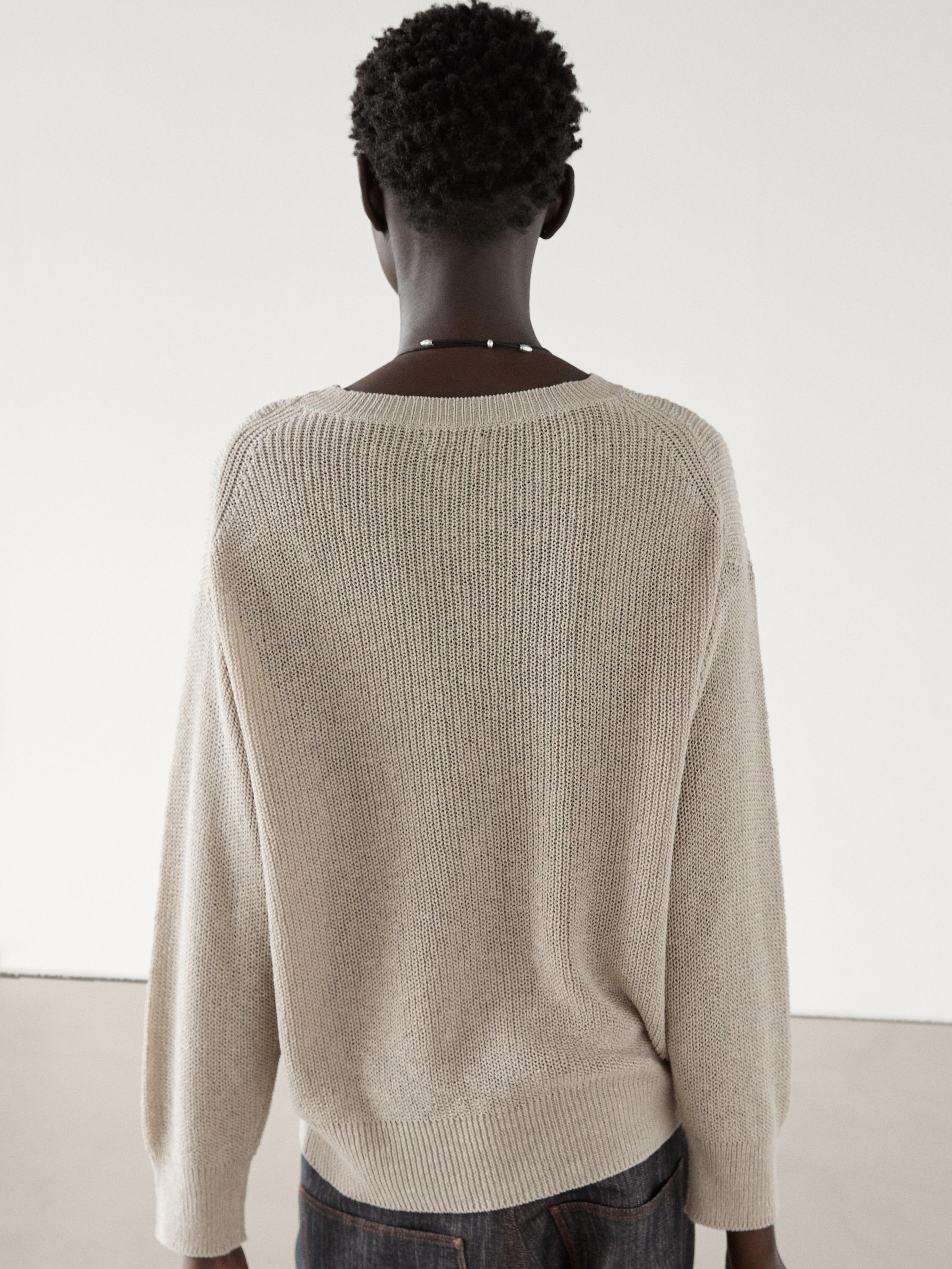 Oversize crew neck knit sweater - Stone | ZARA United States Oversize crew neck knit sweater - Stone | ZARA United States