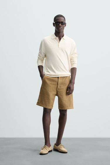 POLO DE MALHA EM ALGODÃO - LYOCELL - Cru / Bege da Zara - Imagem 0