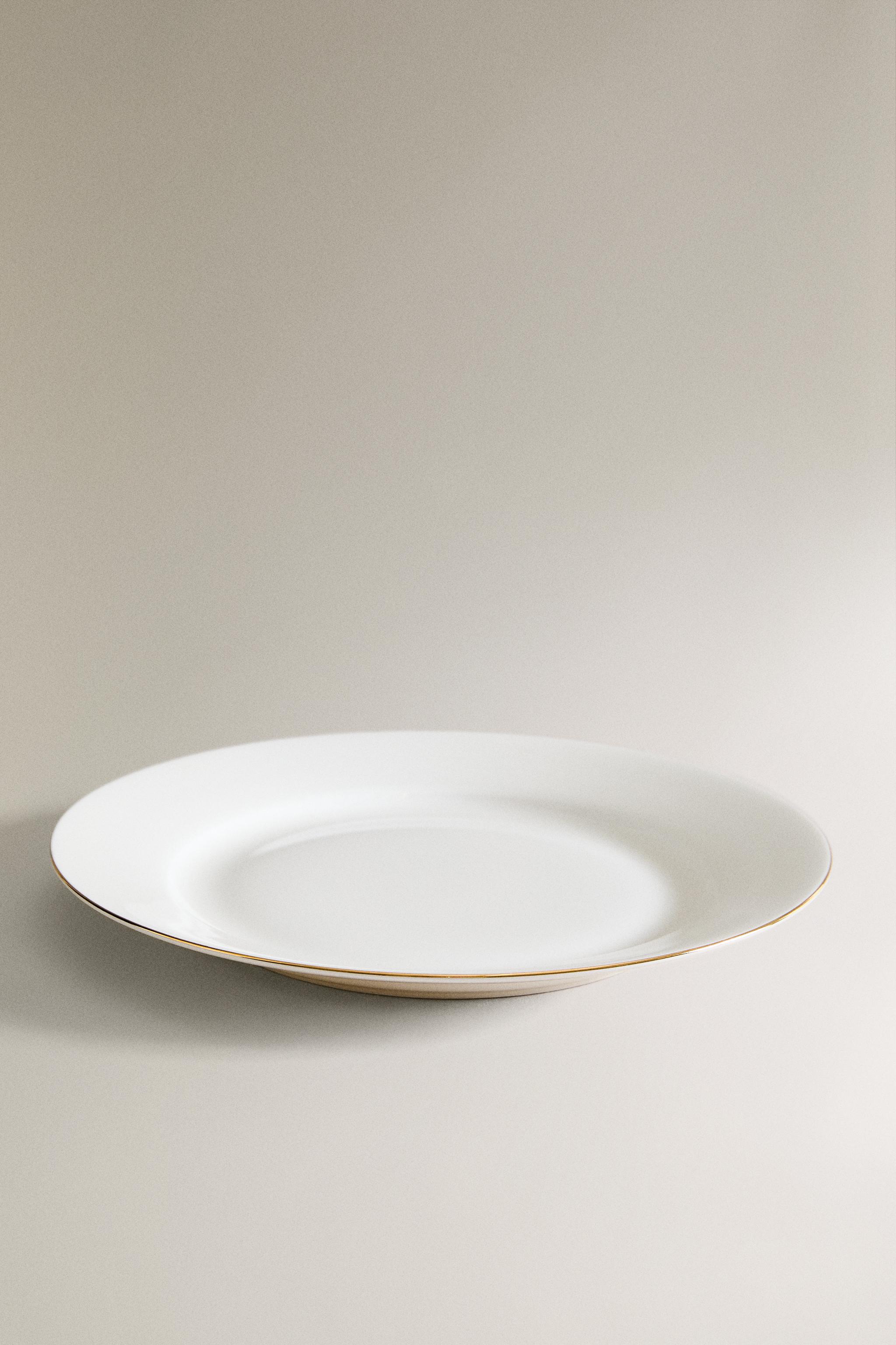 RIMMED BONE CHINA DESSERT PLATE — Gold