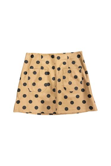 FAUX LEATHER POLKA DOTS SKIRT