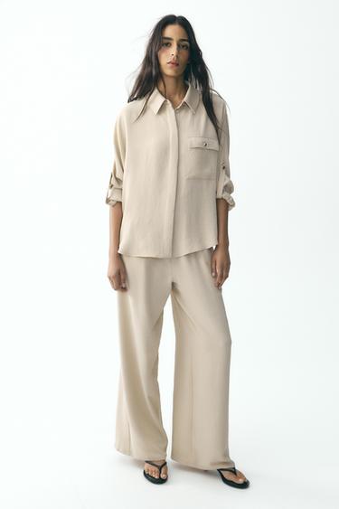 WIDE-LEG TROUSERS - Vanilla by Zara
