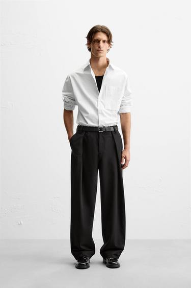 БРЮКИ ОВЕРСАЙЗ СО СКЛАДКАМИ — ЧЕРНЫЙ от Zara — изображение 0
