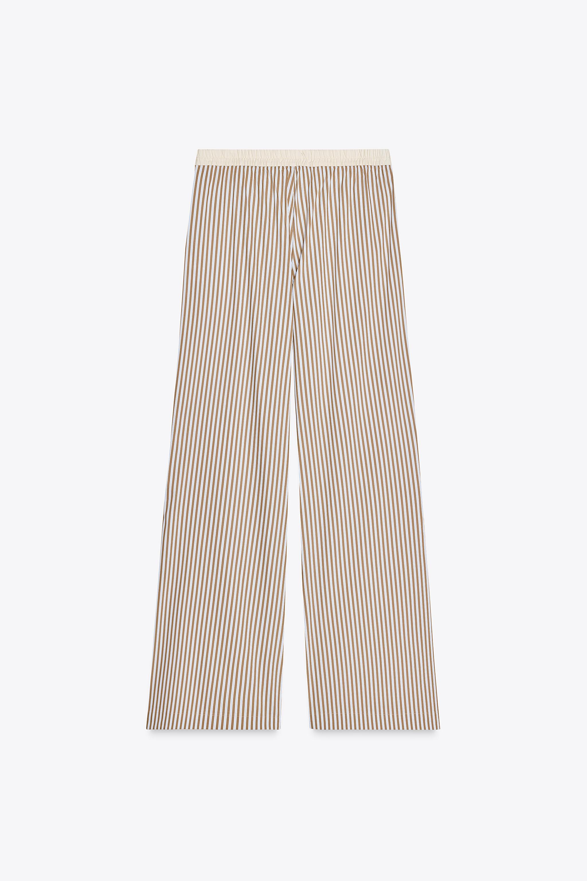 CONTRAST STRIPE PAJAMA PANTS - Brown-Blue | ZARA United States