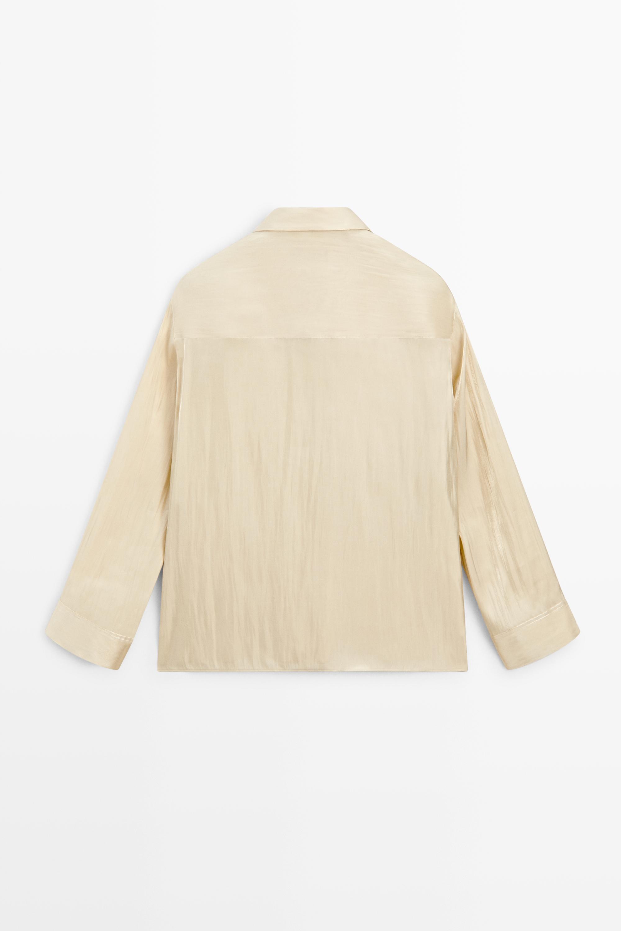 Flowing satin shirt with tie detail