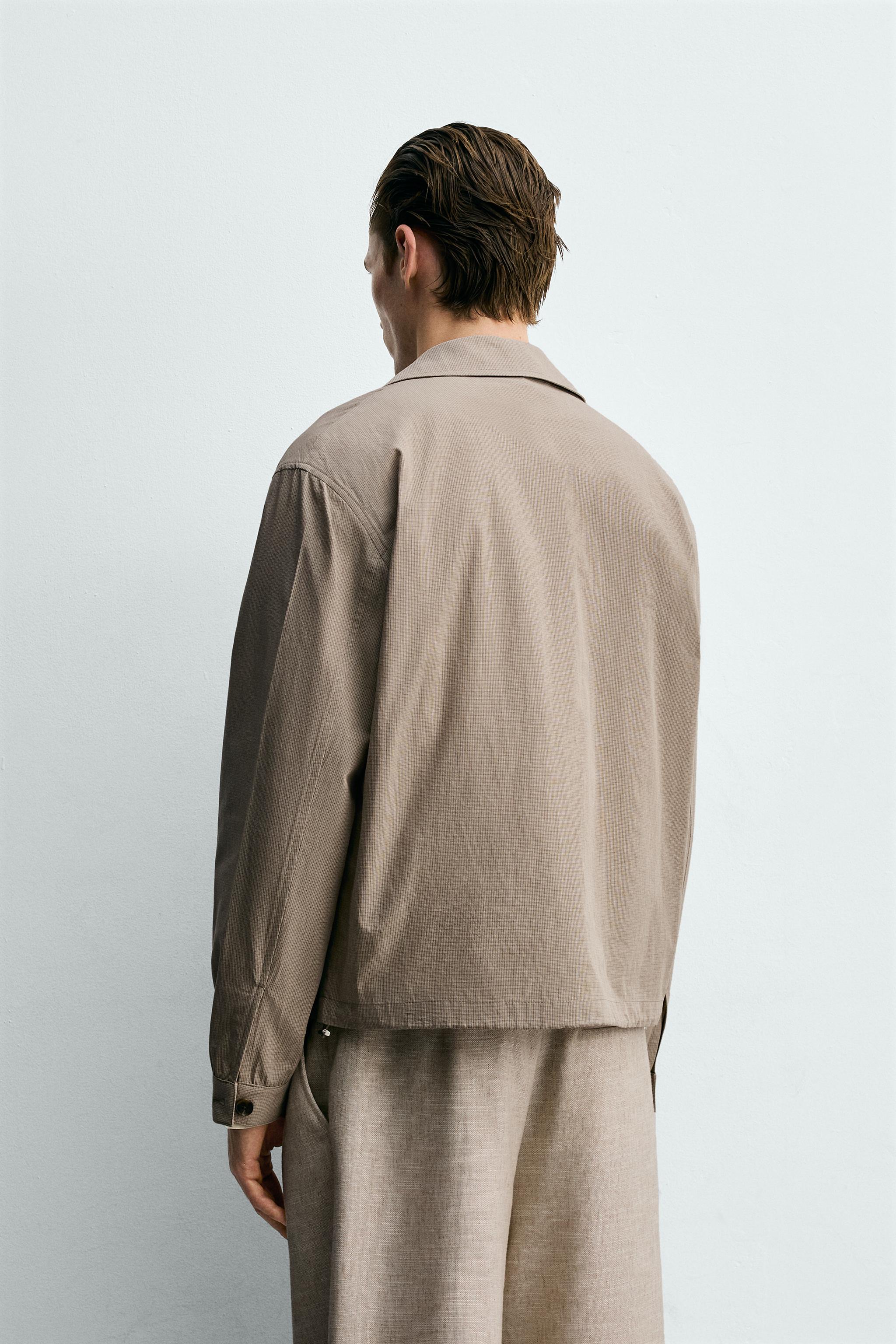 RELAXED FIT PLAID TEXTURED JACKET - Beige | ZARA Canada