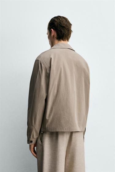 BLOUSON RELAXED FIT À CARREAUX TEXTURÉ - Beige de Zara - Image 2