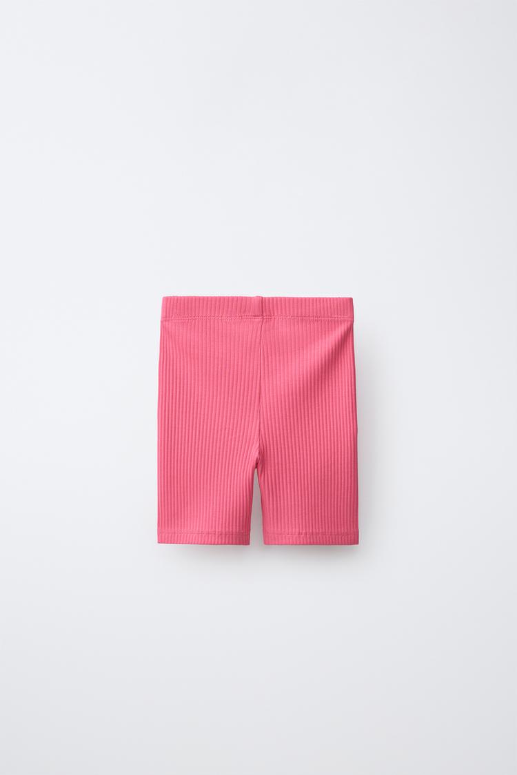 Leggings ciclistas acanalados con texto en relieve 2