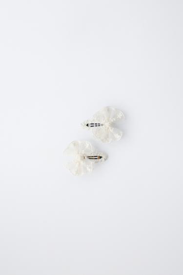 НАБОР ИЗ ДВУХ ЗАКОЛОК «БАБОЧКИ ИЗ ОРГАНЗЫ» — ЭКРЮ от Zara