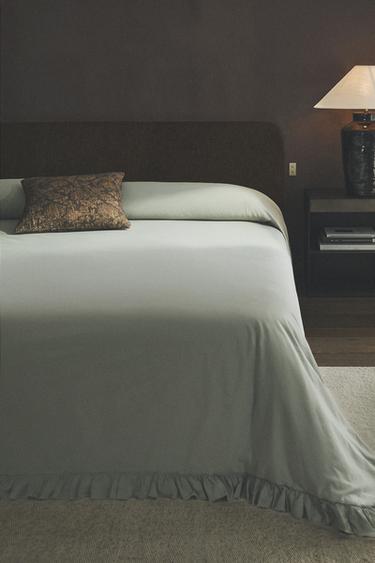 フリル デュベカバーグリーンZaraのフリル デュベカバー - グリーン 