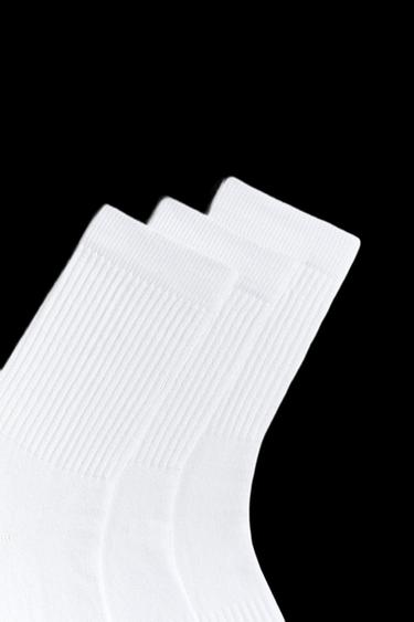 CHAUSSETTES CÔTELÉES BASIQUES, LOT DE 3 - Blanc de Zara - Image 2