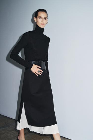 ZW COLLECTION CONTRAST SKIRT - Black / White by Zara