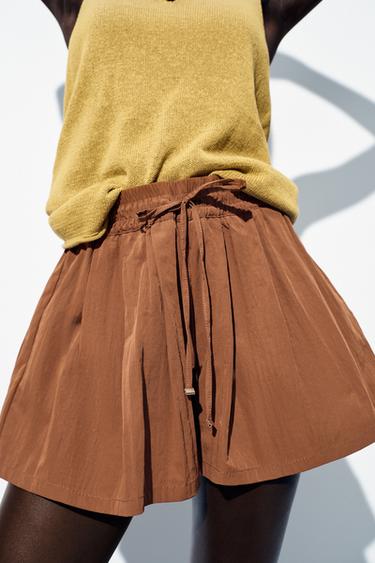 BERMUDA SHORTS WITH ELASTIC WAIST - Brick by Zara