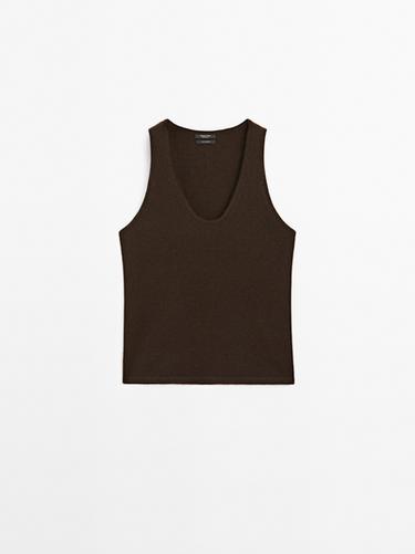 Zara 100% cashmere crew neck top - Mink marl - Image 0