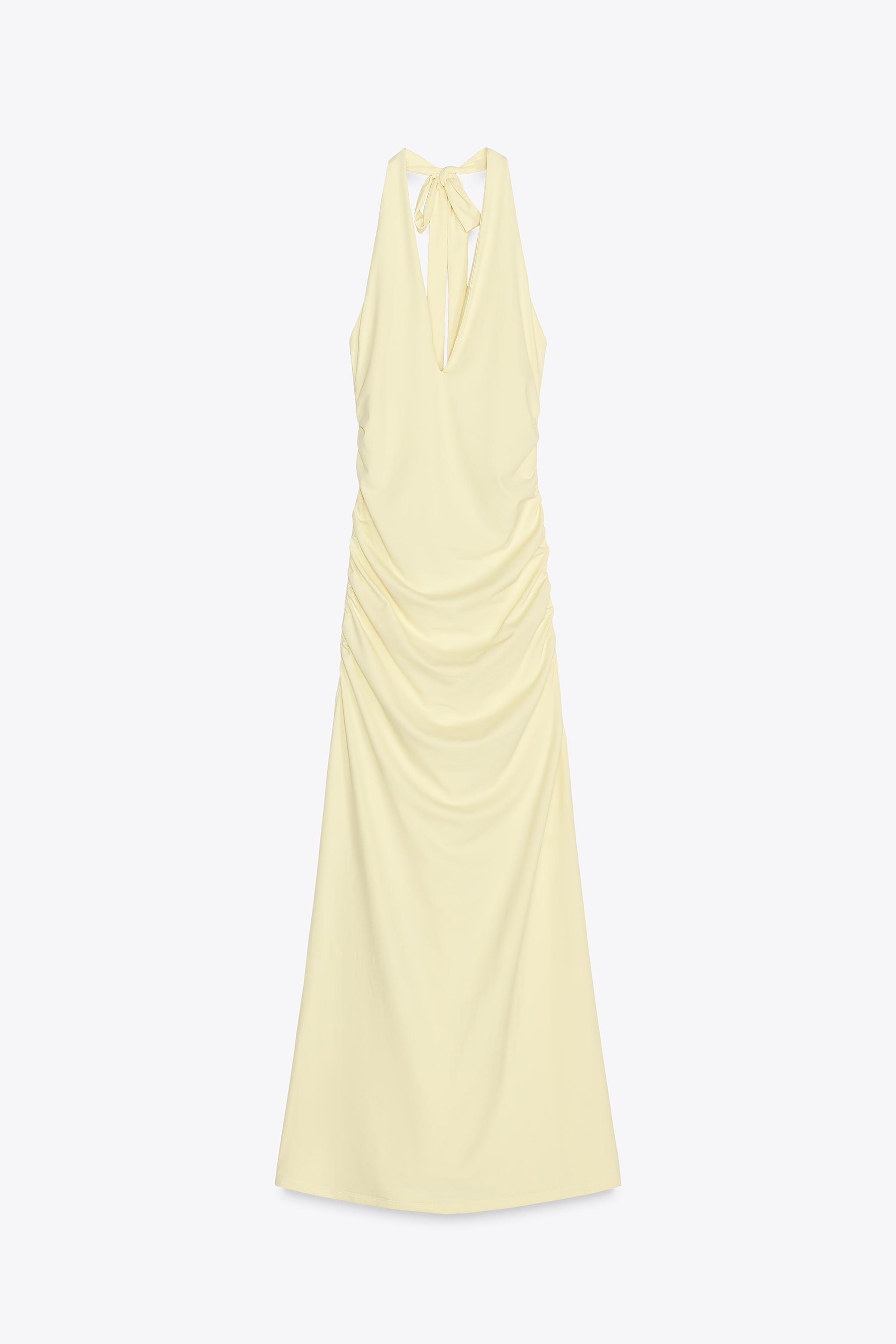 【ZARA】ホルターネック ポリアミド ロングワンピース 3641/387 ホルターネック ポリアミド ロングワンピース - パステル