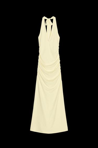 VESTIDO LARGO HALTER POLIAMIDA - Amarillo pastel de Zara - Imagen 0