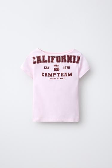 TEXT PRINT T-SHIRT — Pink 1