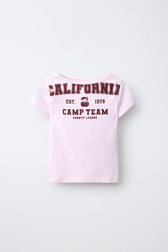 T-SHIRT À INSCRIPTION - Rose de Zara - Image 0