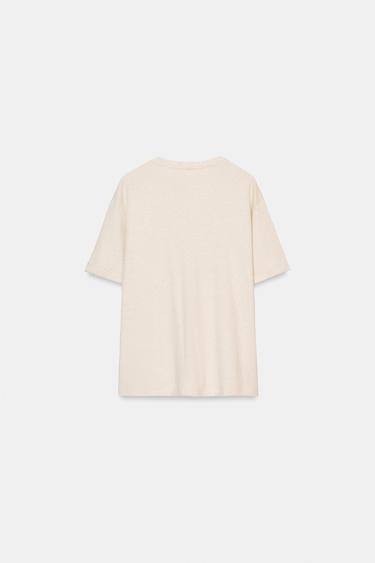 T-SHIRT FLUIDE À MANCHES COURTES - Écru de Zara - Image 5