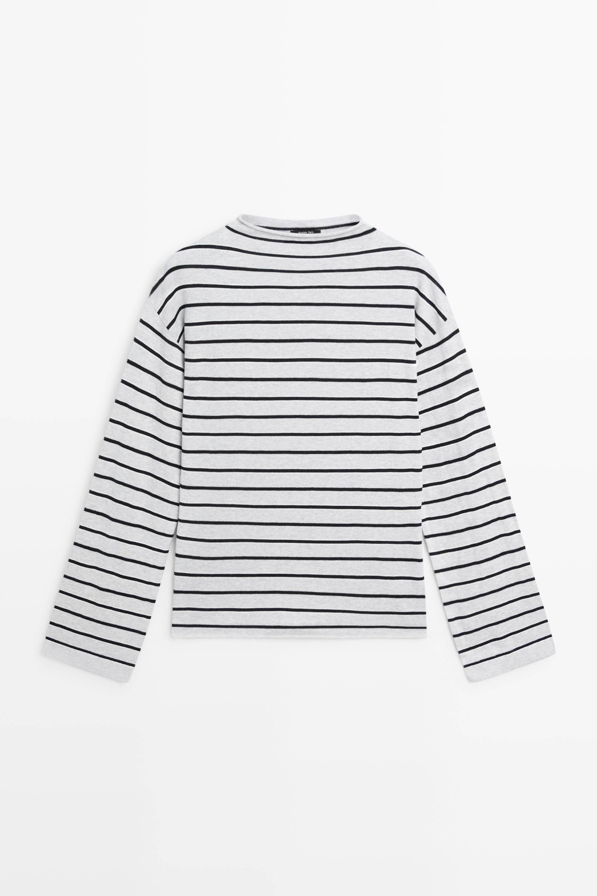 100% cotton striped knit sweater