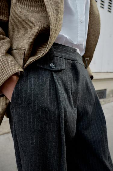PANTALON DROIT À PINCES ET RAYURES - rayures de Zara - Image 4